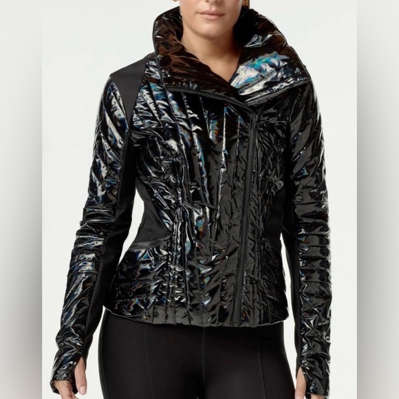 Blanc Noir Black Quilted Jacket Coat - Picture 4 of 10